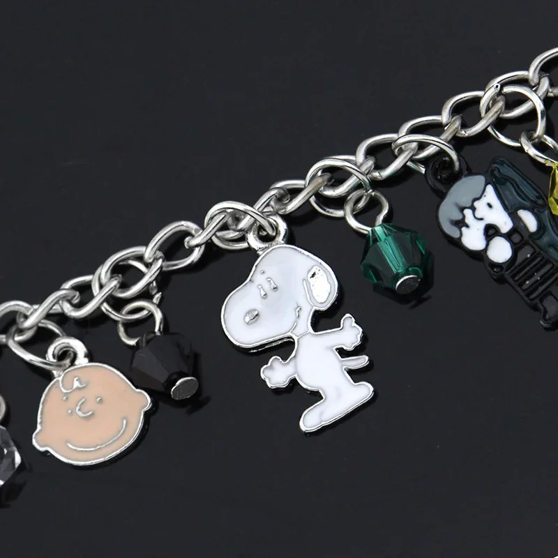 Snoopy Bracelet Cute Alloy Multi Combination Charm Pendant Chain Bracelets for Women Unisex Wrist Jewelry Trinket Birthday Gifts