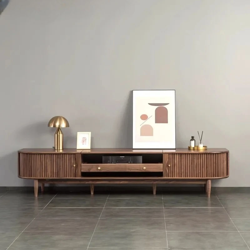 black walnut laser TV cabinet telescopic cabinet simple living room projection cabinet solid wood