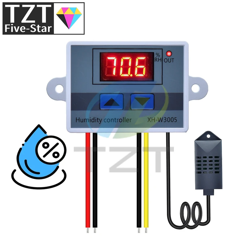 XH-W3005 W3005 DC 12V 24V 220V 10A цифровой контроллер влажности, переключатель управления гигрометром 0 ~ 99% RH гигростат с датчиком влажности