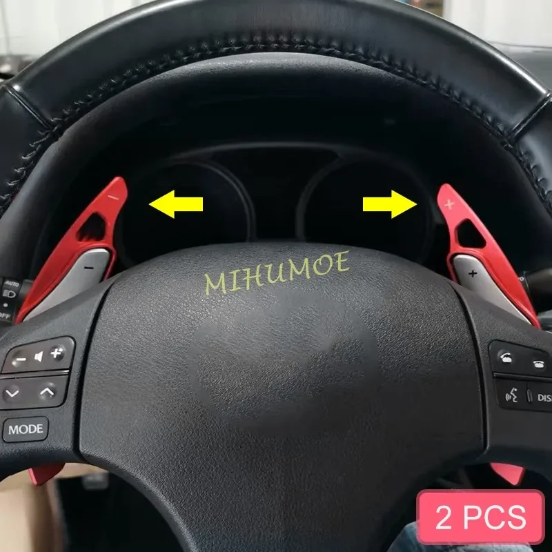 

For 2006-2013 Lexus IS 250 350 Aluminum Interior Steering Wheel Paddle Shifter Extend Gear Shift Trims Red