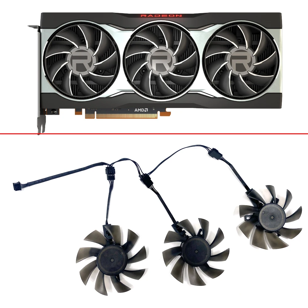 

Cooling Fan Double Ball For AMD Radeon RX6800 RX6800XT RX6900XT 16G Graphics Card Fan replacement DIY 75MM FD7010H12S 4PIN