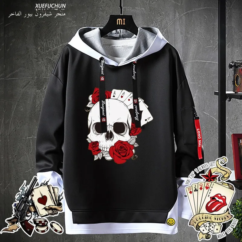 レトロポーカーフード付きスウェットシャツメンズレディースカジュアルフリースジャケット若者トレンディなアウターウェア快適なポリエステル繊維