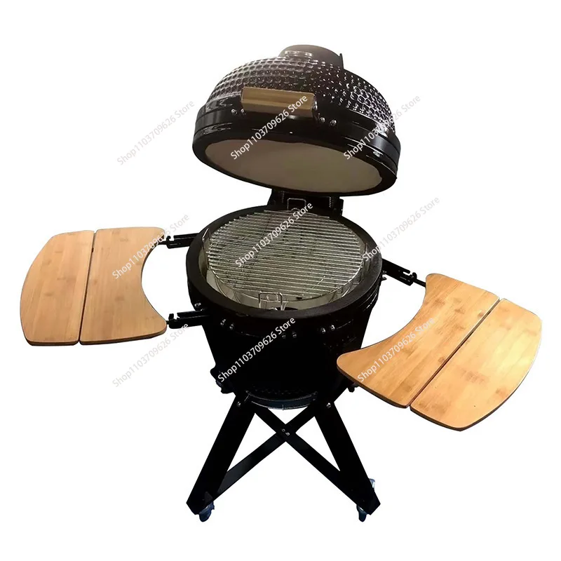 Outdoor ceramic grill bbq charcoal fire smoker round American charcoal grill