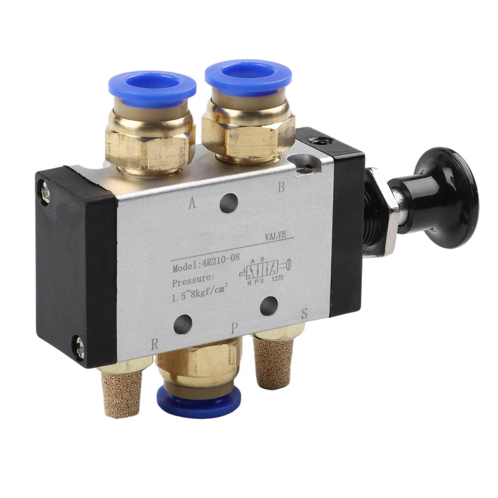4R210-08 Industrial Pneumatic Directional Valve 5 Way 2 Position with Push for Pull Lever and G1/4 BSPT Thread