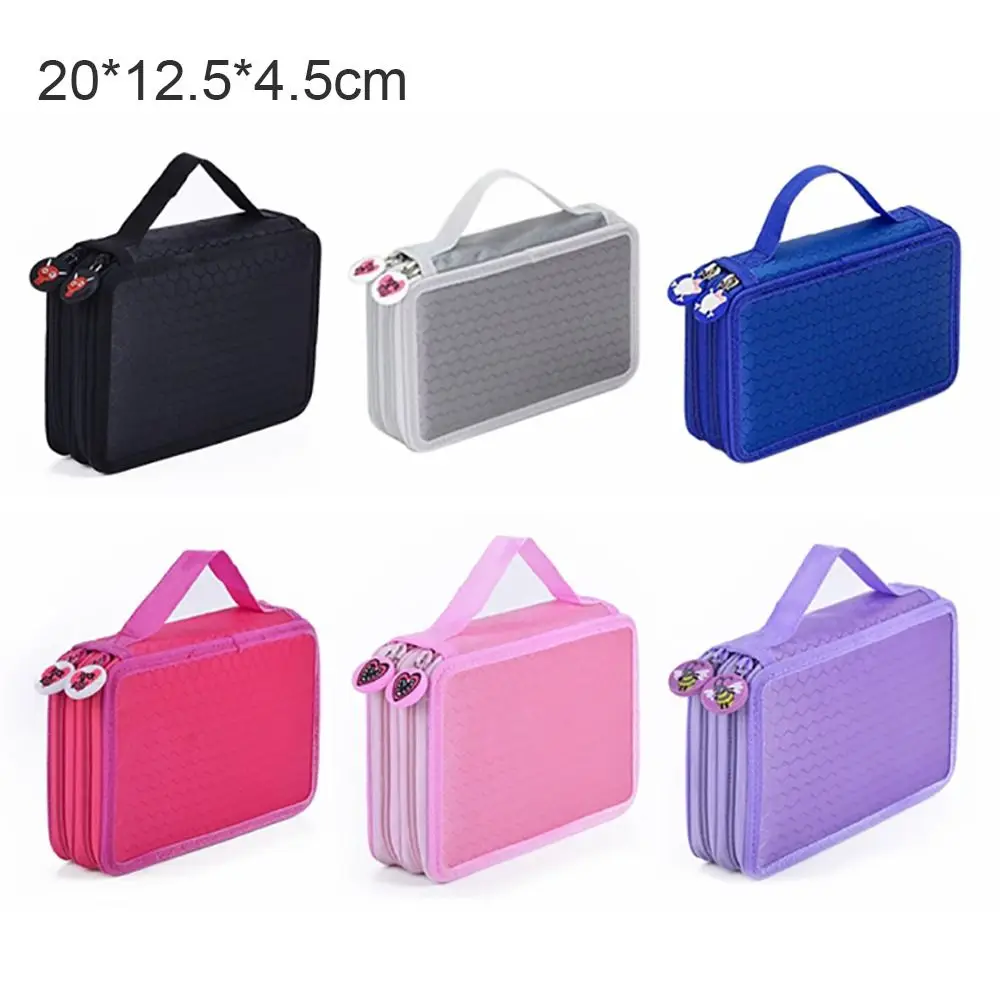 High Quality Polyester Pencil Case 32-Holes Multi-function Pen Bag Portable Double-Layer Stationery Pouch