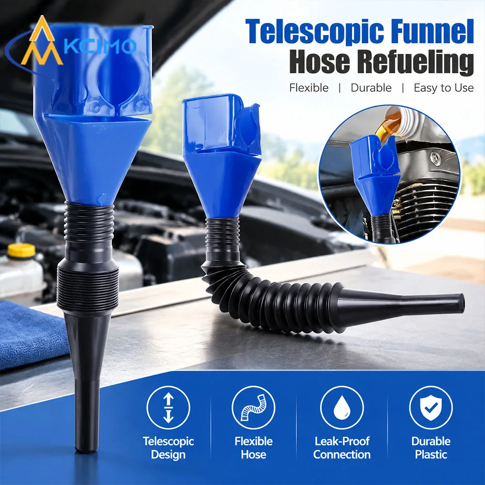 Telescopic Refueling Funnel Flexible Hose Oil Funnel Car Engine Oil Transfer Funnel Durable Plastic Liquid Pouring Tool