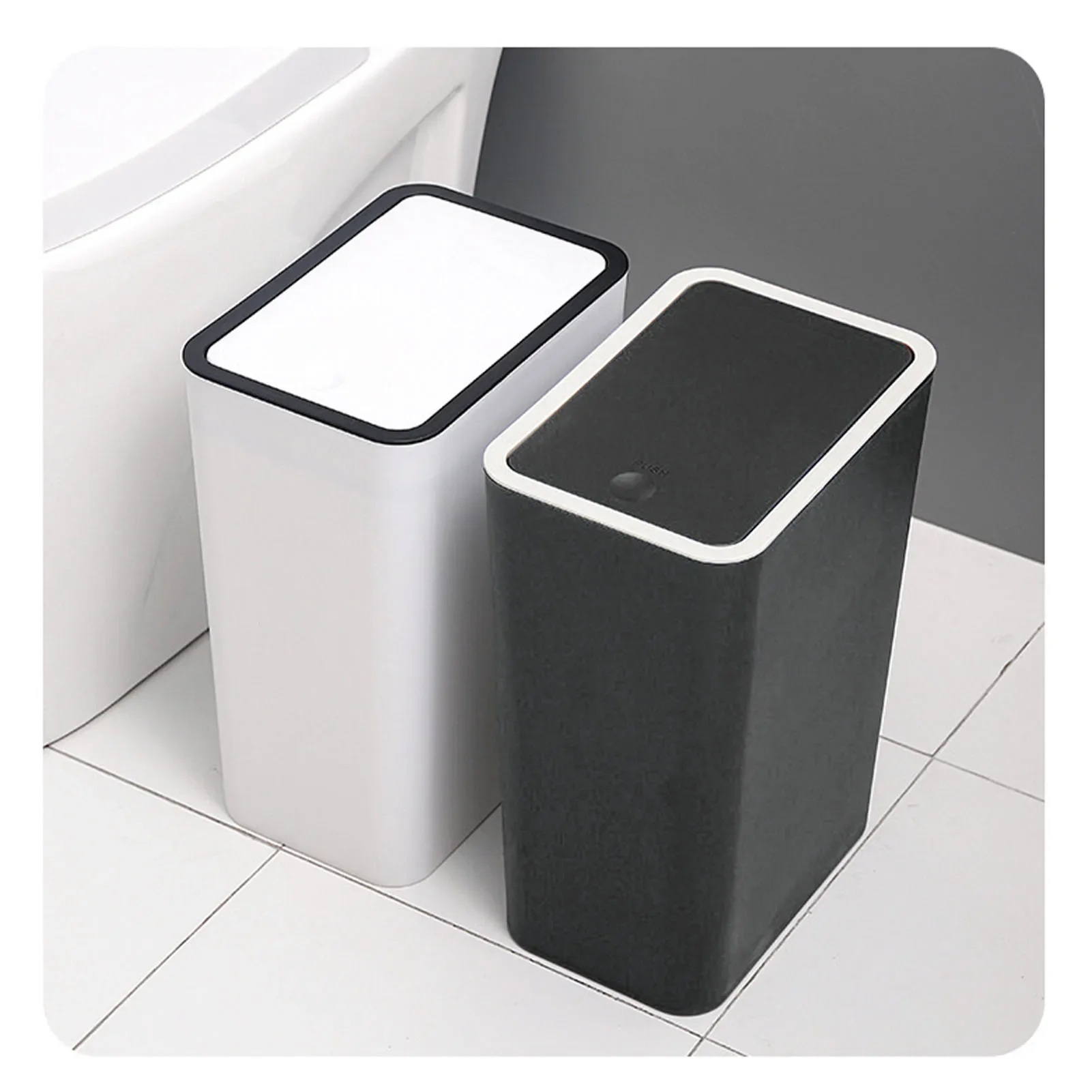 

Household Garbage Cans Sealed Large Capacity Odorless With Press Top Plastic Trash Bin For Home Kitchen Living Room Bathroom