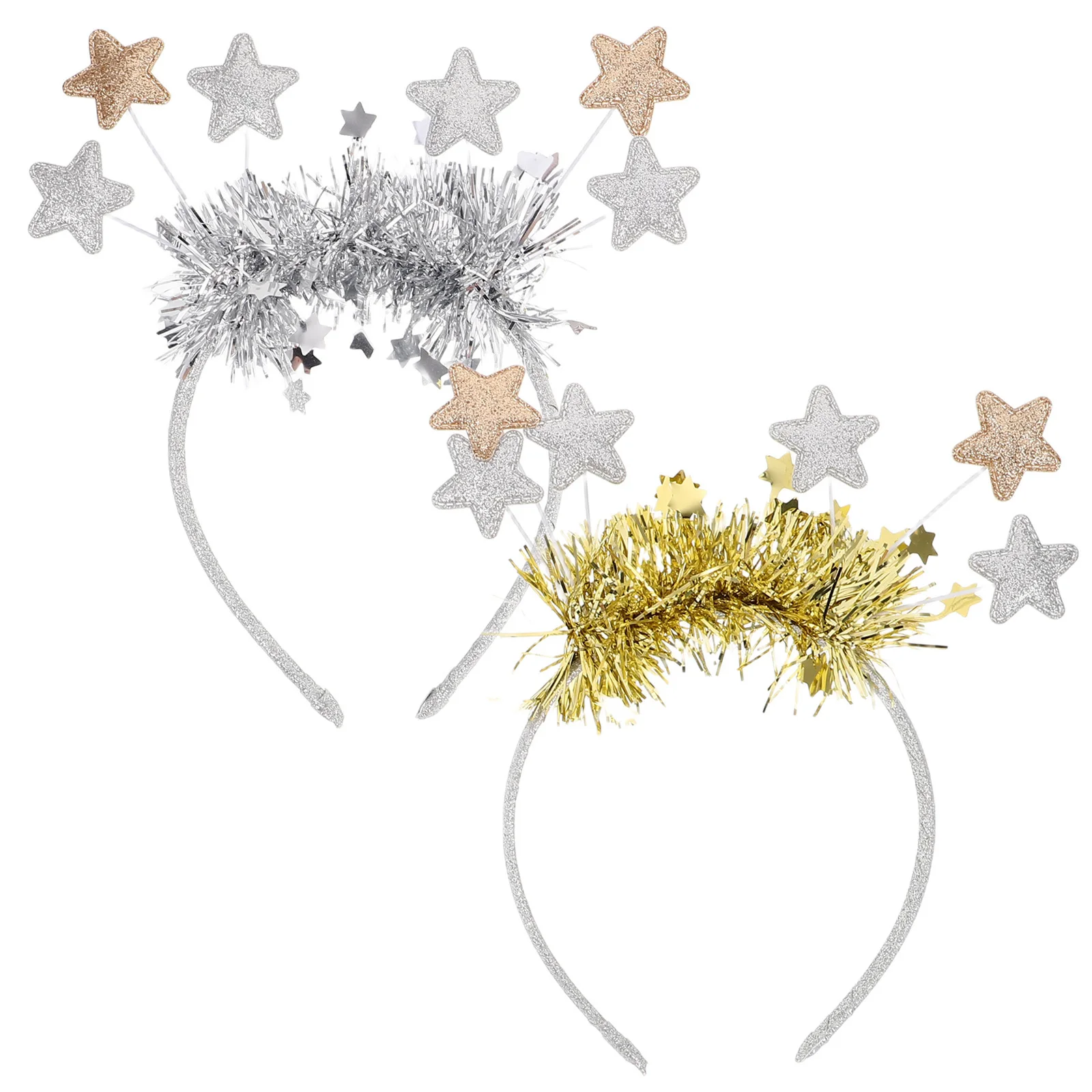 

2Pcs Christmas Star Headbands Glitter Party Hairbands New Year Eve Holiday Accessories Festive Headpieces for Women