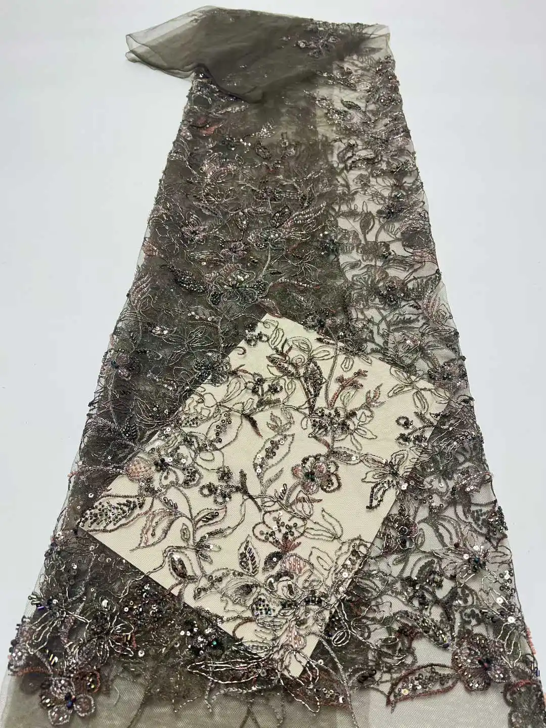 

Luxurious Nigerian tulle Lace Fabric High Quality Sequins Embroidery African French Lace Fabric For Sewing Dress