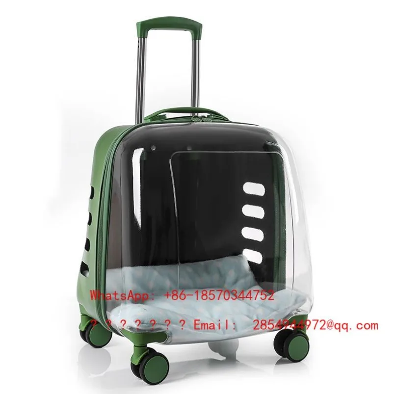 

New Cat and Dog Pet Cushion Breathable Universal Wheel Transparent Translucent Color Travel Light Trolley Case Kitten