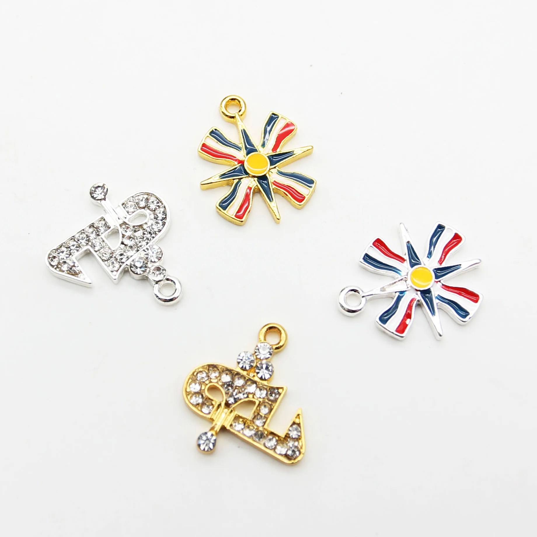 

20/30/50pc Christian Assyrian Flag Symbol Baby Charm Rhinestone Enamel Ashur Baby Pin Charms for Baby Pins