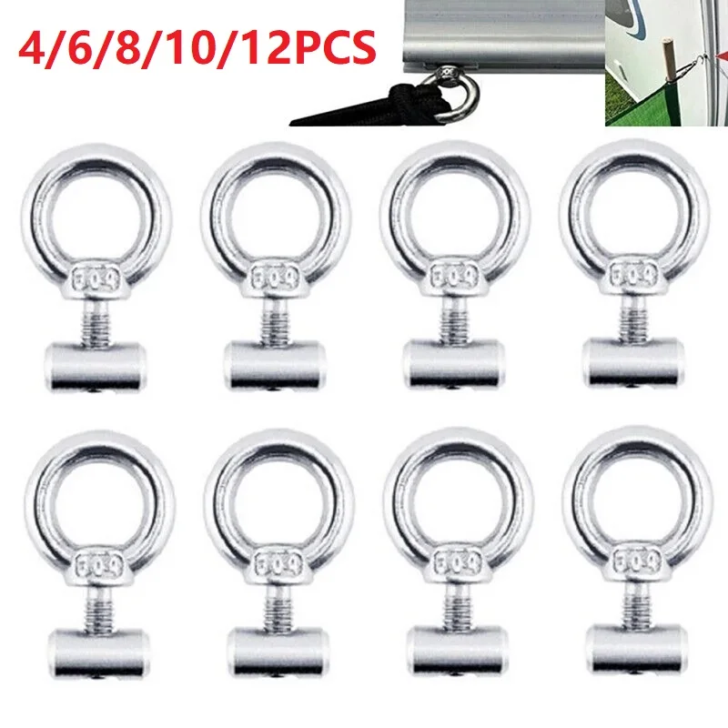 4/6/8/10/12pcs M4 Lifting Eye Nut Fastener Tent Stopper Track Mount Tie Down Eyelet Rail Track Screws For RV Boat Camper Awning