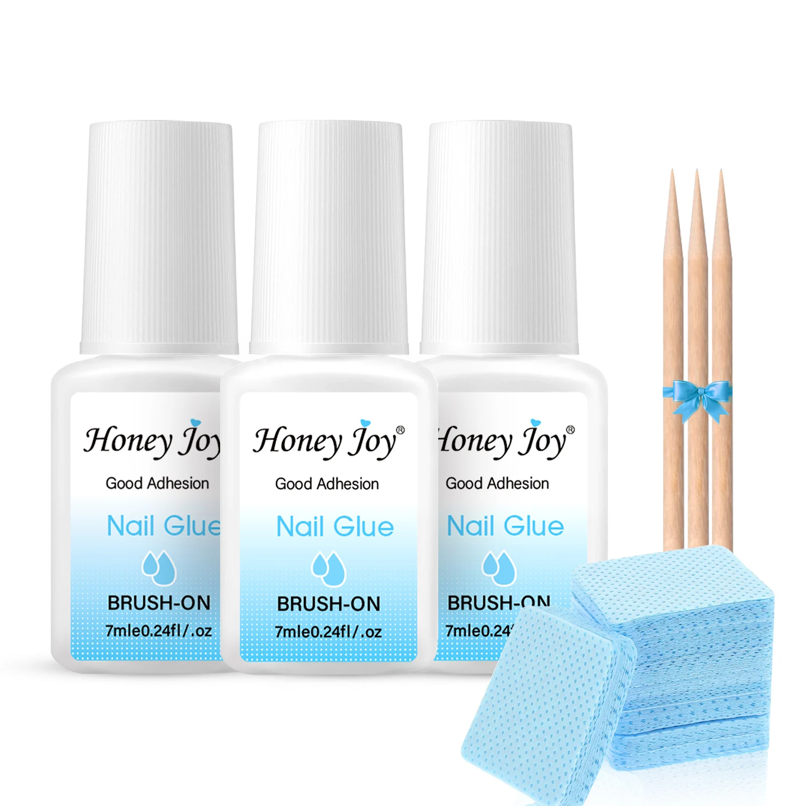 

Клей для ногтей Honey Joy Strong для нажатия ногтей, 3 шт. 7 мл Клей для кисточек для ногтей для акрила, накладных ногтей и кончиков ногтей, результаты в салоне