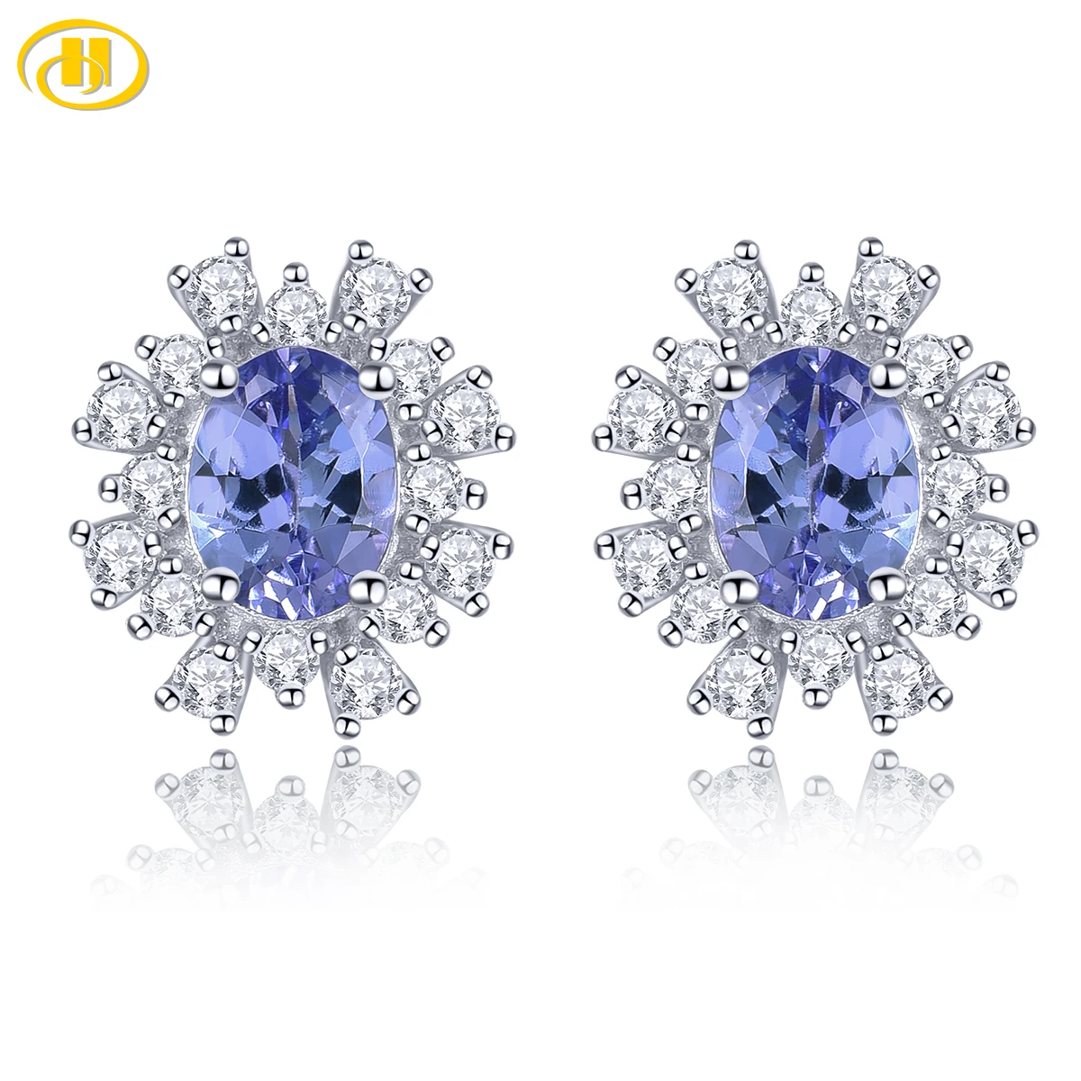 

Natural Tanzanite Solid Sterling Silver Earring 0.8 Carats Genuine Gemstone Women Elegant Style Fine Jewelrys S925 Rhodium