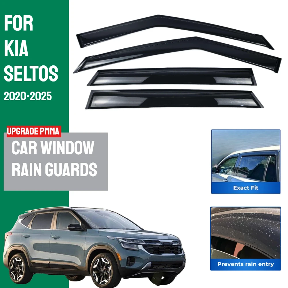for Kia Seltos 2020-2025 Car Window Rain Cover Car Windows Visor for Kia Seltos Sun Visor Rain Cover, Window Protector