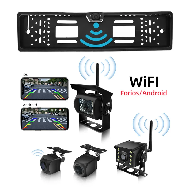 EU License Plate Frame Backup Camera HD WiFi Wireless Smartphone App Display Night Vision Waterproof Auto Accessories