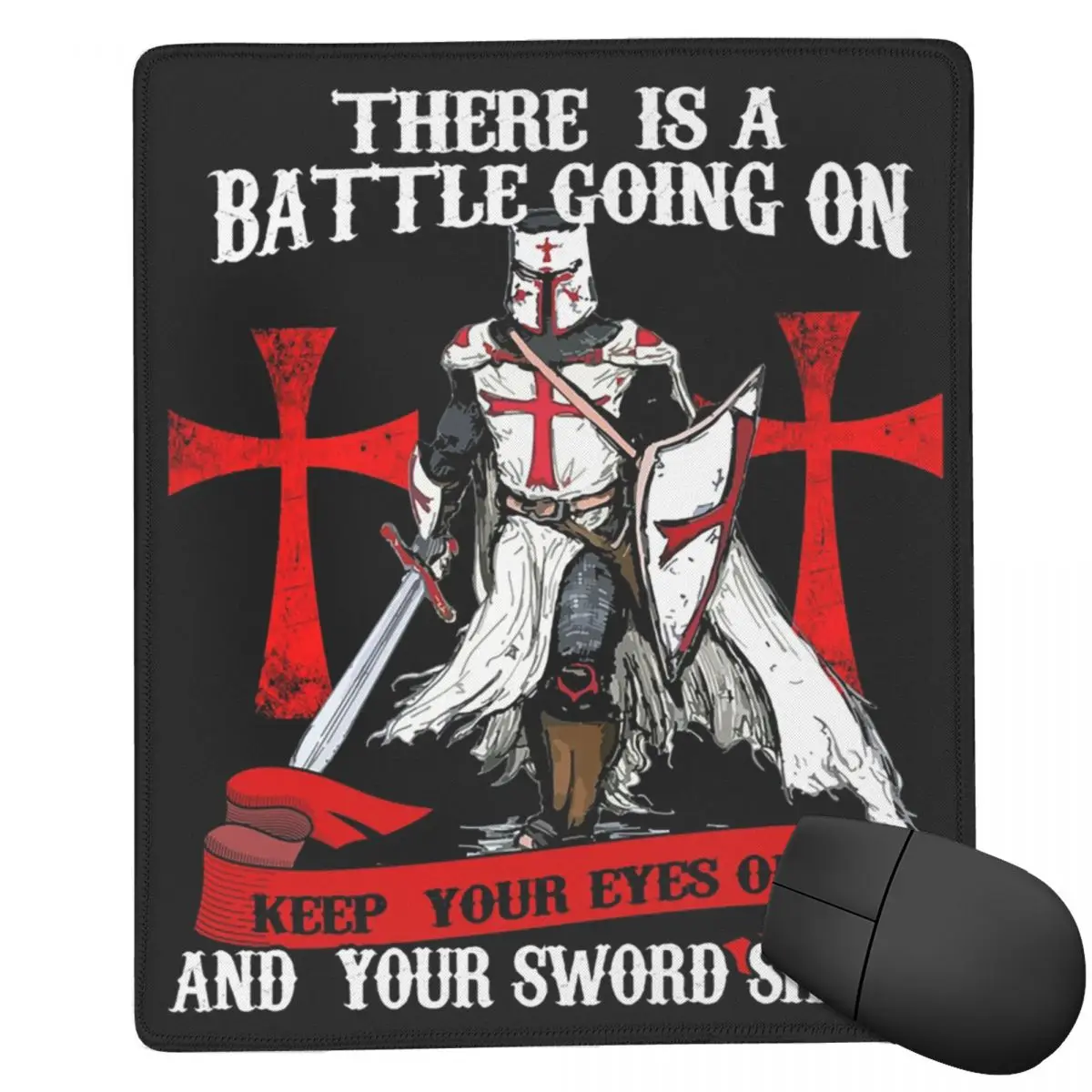 Knights Templar Cross Shield Symbol Medieval Sword Emblem Secret Order Mouse Pad Computer Keyboard Mouse Mat Laptop Desk Mat
