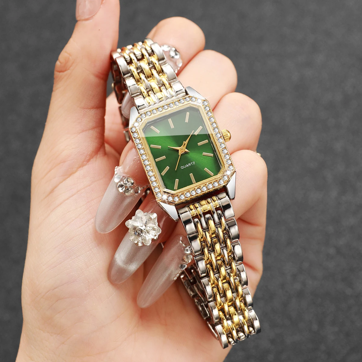 Fashion Rectangle Rhinestone Women's Watches Elegant Bracelet Strap Quartz Watch for Ladies ClockRelogio FemininoWithout Box