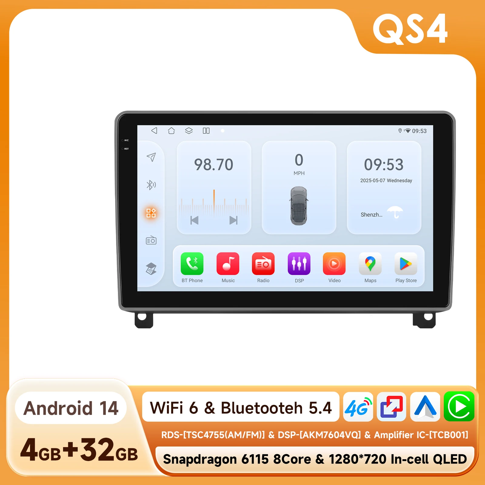 OSSURET Android Autoradio voor Peugeot 407 2004-2011 Multimedia Android Auto GPS Carplay Autoradio Speler door Snapdragon 6115