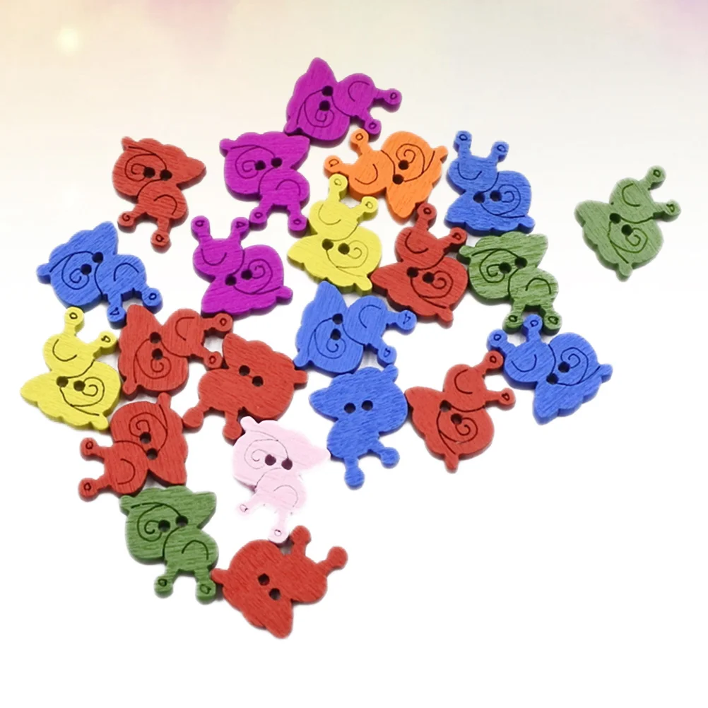 

200pcs 2 Pack Colorful Wooden Button Cartoon Snail Design For Sewing Craft Clothing Diy Scrapbook Knitting Decorative