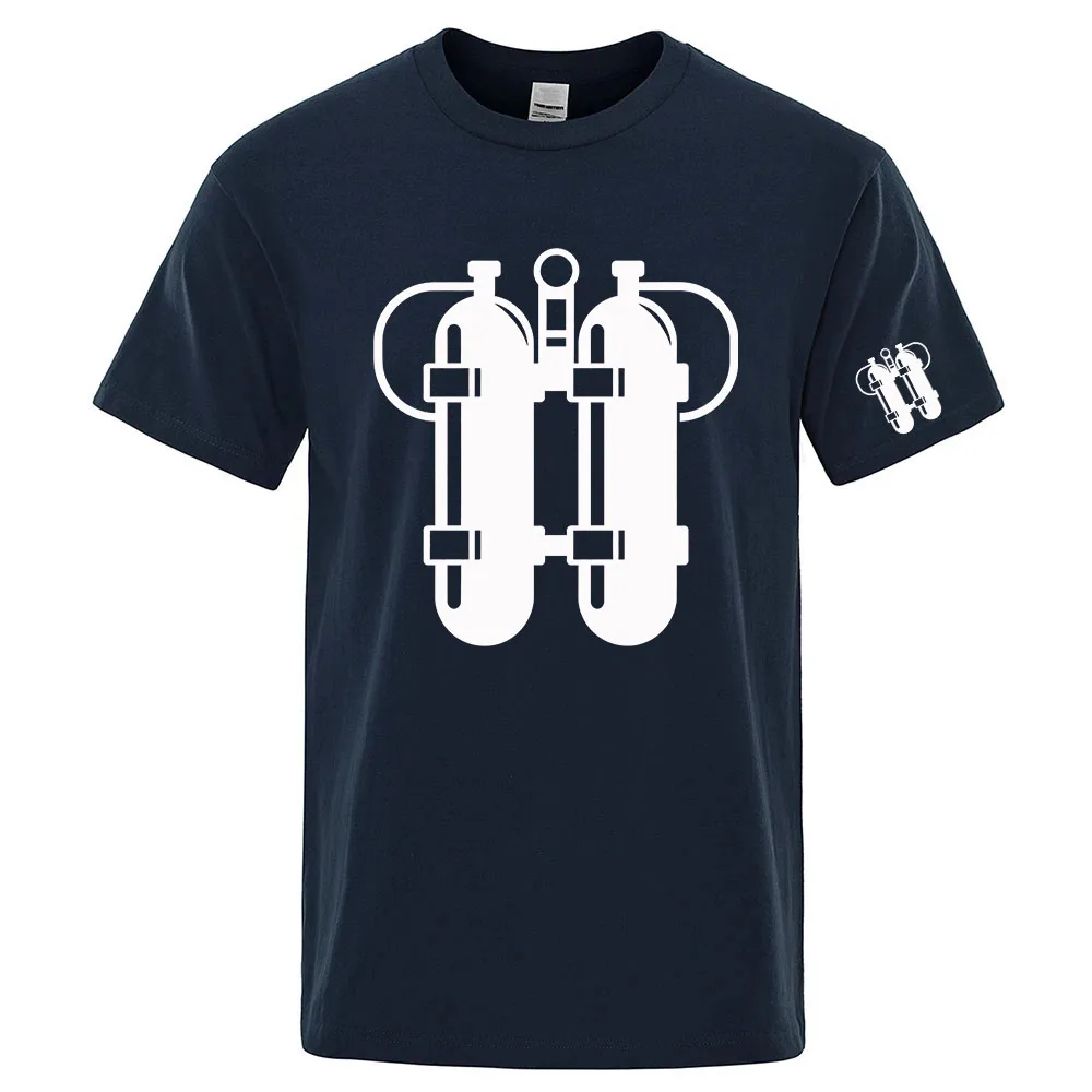 Scuba Diving Twinset Logo Print 2026 Summer Men's High Quality Cotton Casual Loose Streetwear Cool O-neck Breathable T-shirt
