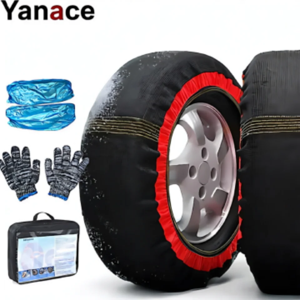 Yanace Car Tire Socks Winter Snow Ice Traction Aid with Gloves Storage Bag Easy Install Reusable Safety Cover for All Vehicles