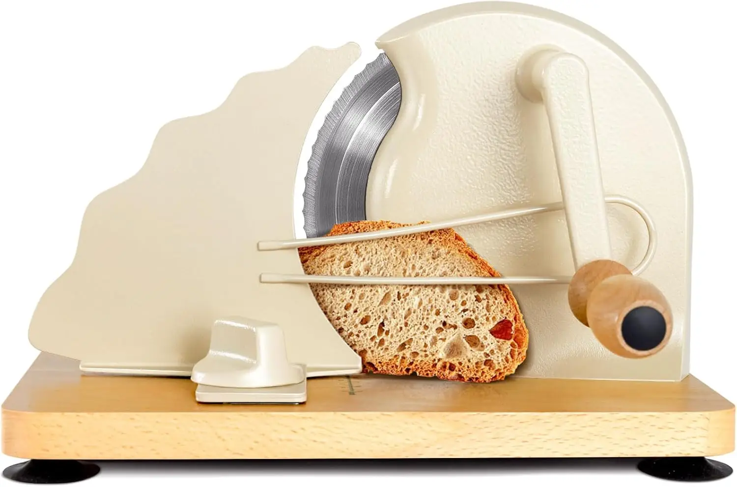 

Manual Bread Slicer with Stainless Steel Blade, Adjustable Thickness, Suction Cup Base for Homemade Bread
