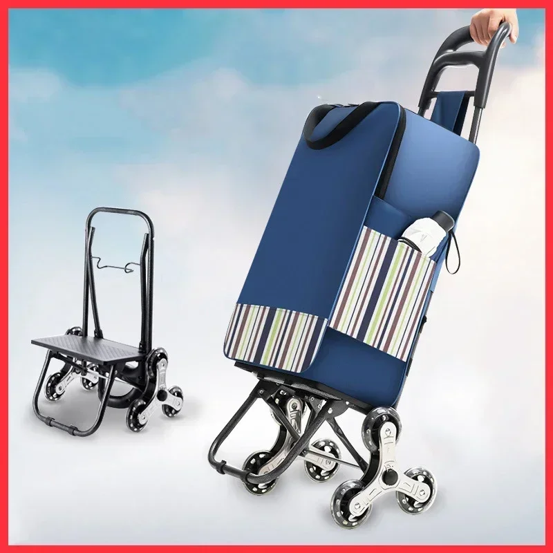 Light Grocery Shopping Trolley Household Climbing Stairs Folding Trailer Outdoor Travel Hand Pull Shopping Cart