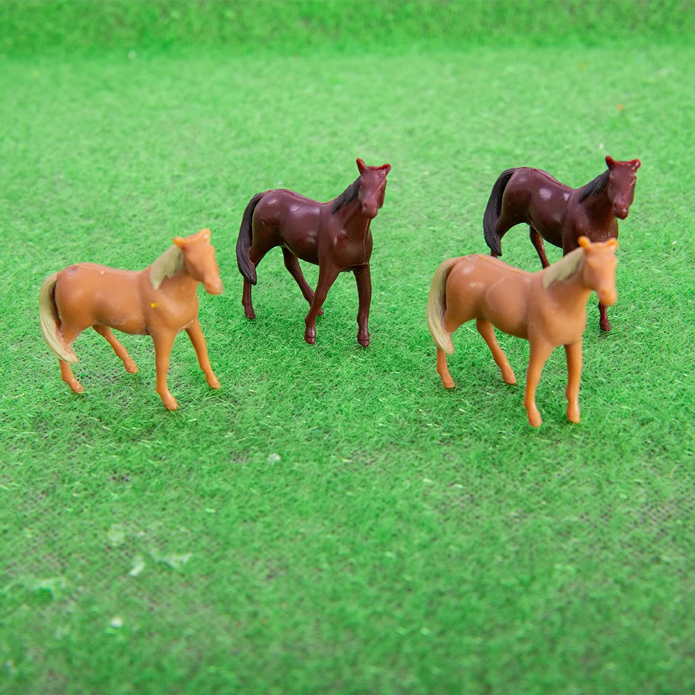 Scale 1:64 Miniature Horse ABS Animals Model For Making Farm Sand Table Building Scene Layout Diorama Kits 4Pcs/Lot