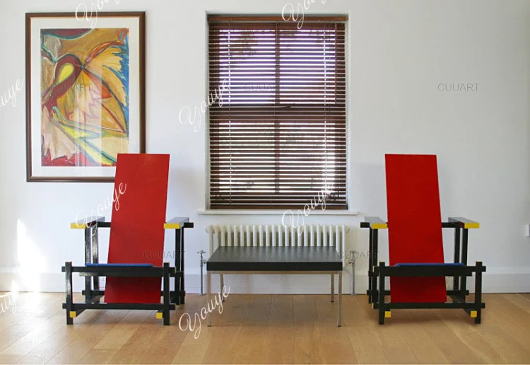 Designer sofa chair Solid wood living room Home single art casual red and blue chair