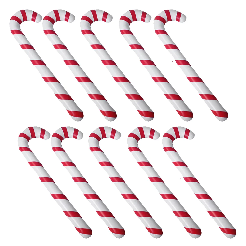 10 Pcs Candy Cane Ornament Blow up Canes Christmas Inflation Crutches Walking Sticks Toys Decorate Child