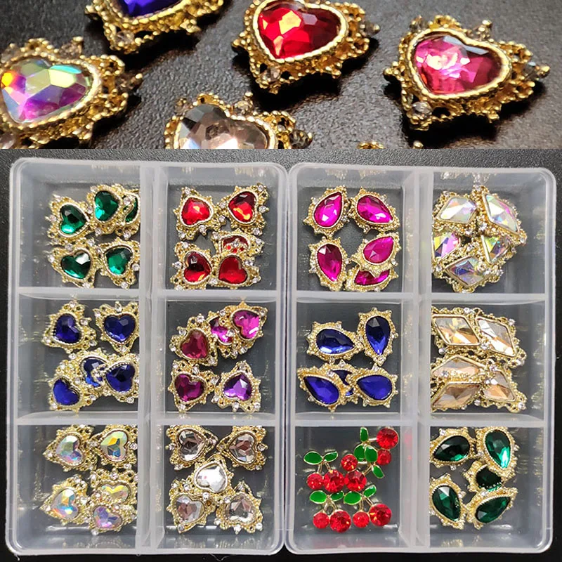 Boxed Luxury Shiny Planet Nail Charms Alloy Matal 3D Nail Art Rhinestone Bling Mix Styles Strass Diamond Manicure Decoration Gem