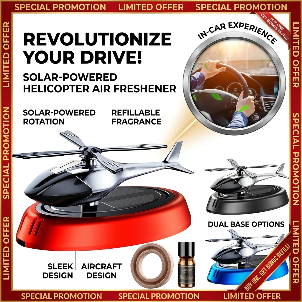 Helicopter Styling Solar Car Air Freshener Car Interior Decor Aromatherapy Car Accessories Propeller Rotary Perfume Diffuser