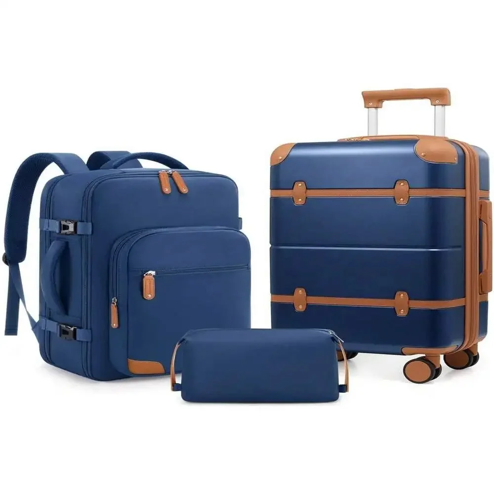 

Lightweight Expandable 3-Piece Set - 100% PC Hardshell Carry On With Backpack For Short Long Trips