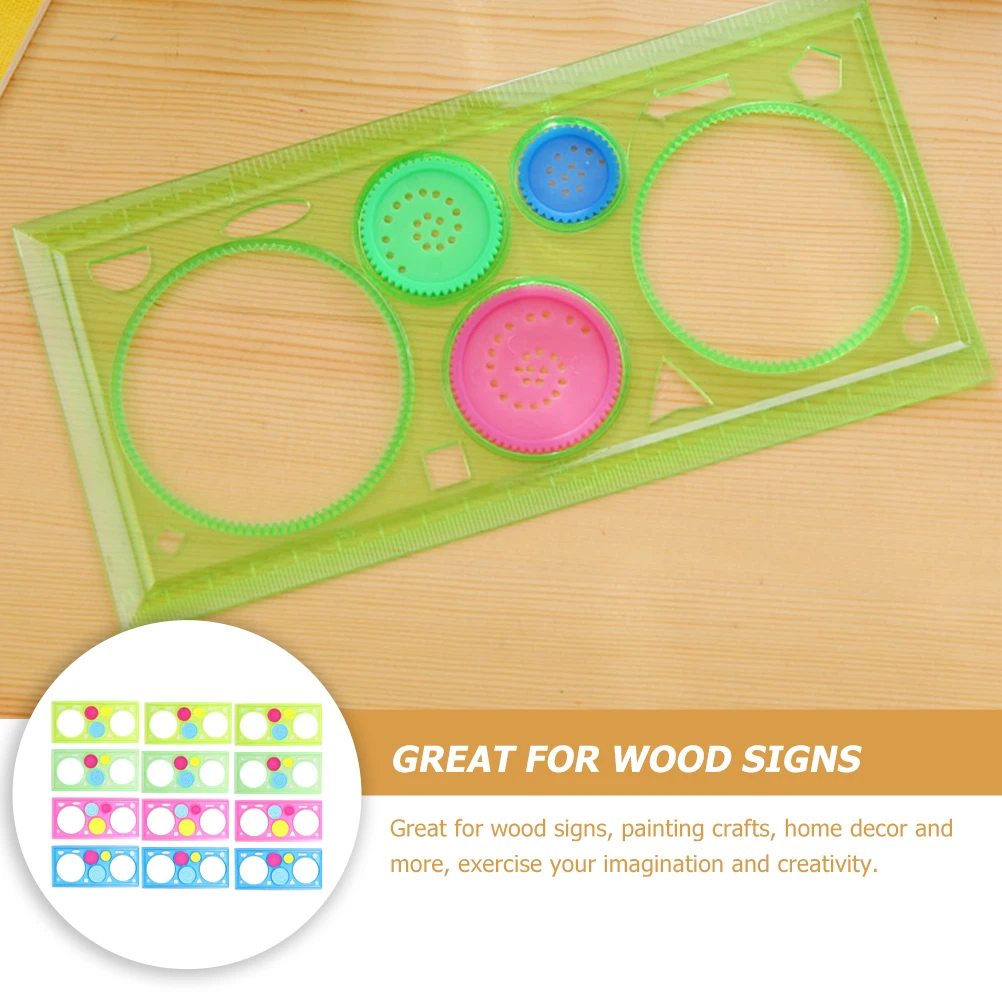 

12pcs Drawing Stencils Rulers Artists Painting Ruler Plastic Reusable Fine Cutting Smooth Surface Safe Hollow Design