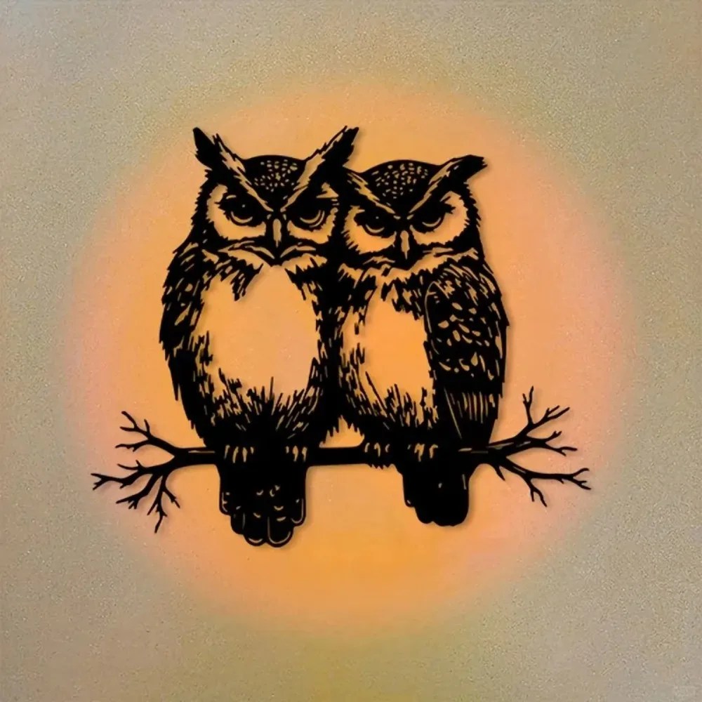 Vintage Owl Metal Wall Art Iron Sculpture Rustproof Home Decor