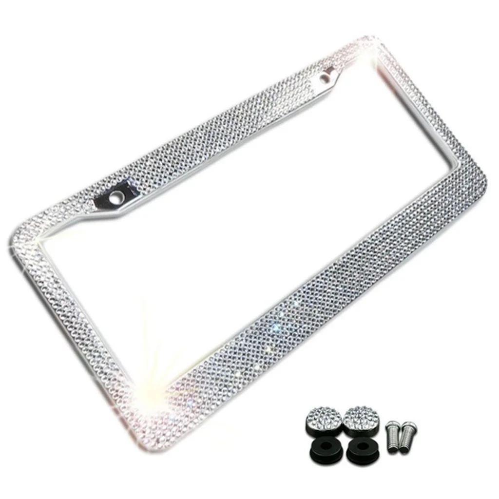

Slim Metal Crystal Bling License Plate Holder Cute Car Bracket for Universal Motorcycle Tag Mount in USA Canada