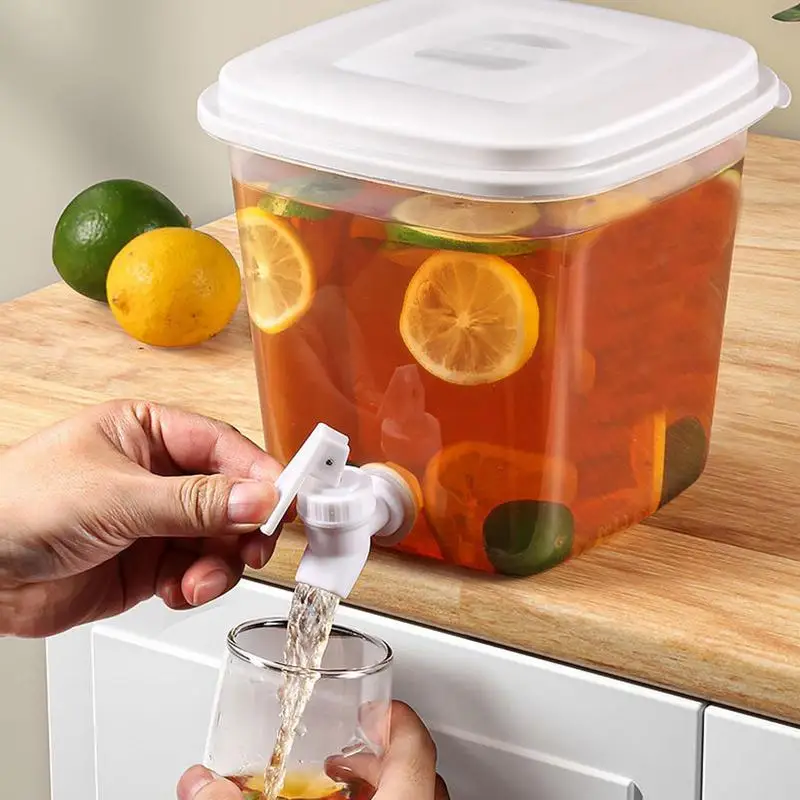 Plastic Cold WaterJug With Faucet Fridge Cold Kettle Home Drink Lemonade Beverage Dispenser Large Capacity Picnic Cool Bottle