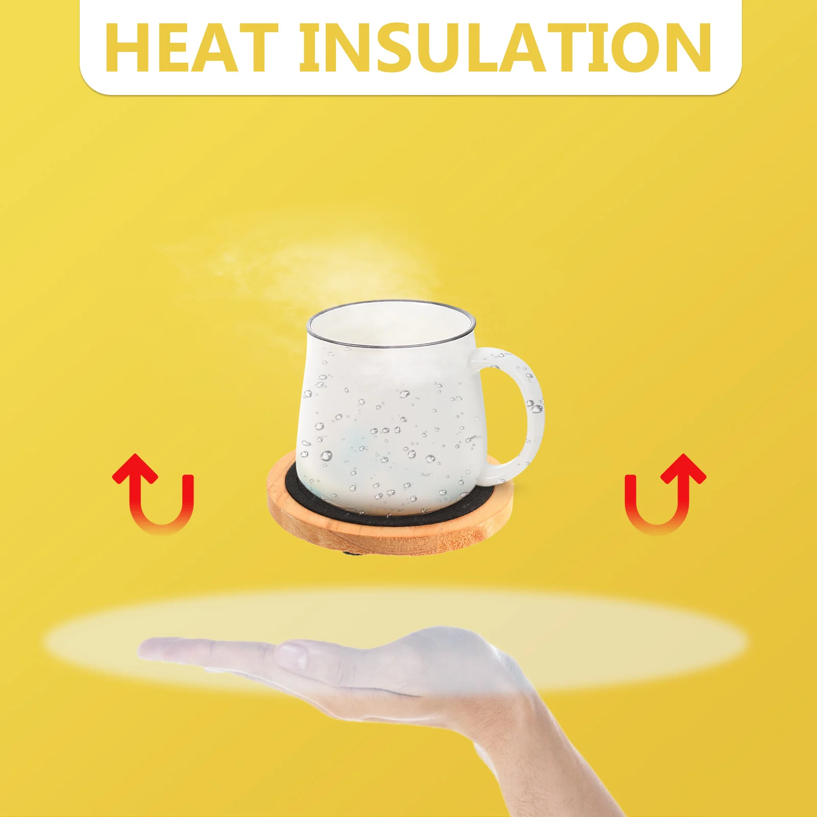 

Absorbent Wood Coaster Round Table Mat for Drinks Anti-Slip Base Reusable Drink Coasters Heat Insulation Home Office Decor