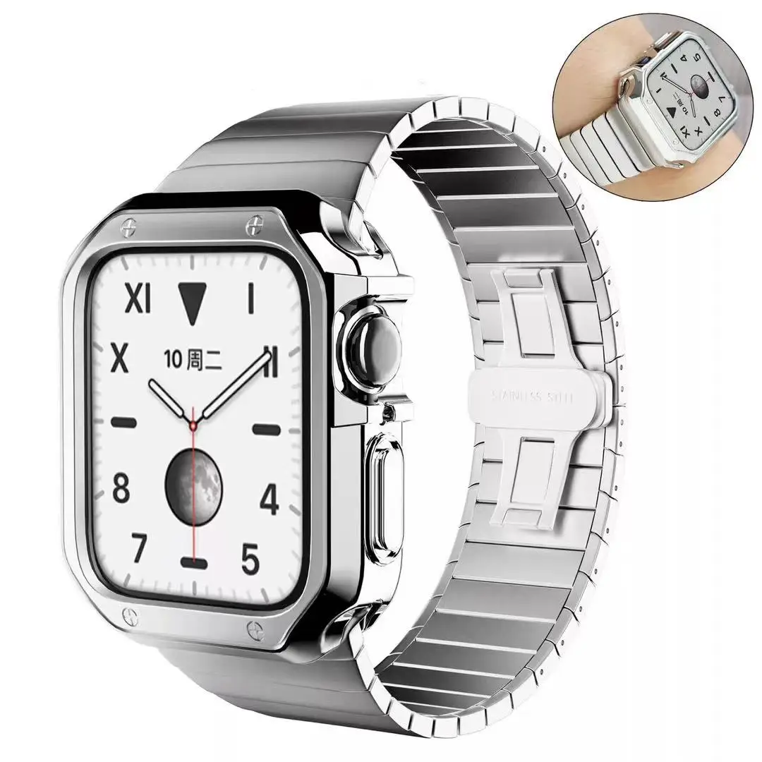 

Metal Band+TPU Case for Apple Watch 9 8 7 45mm 41mm IWatch 6 5 4 SE 44mm 40mm Stainless Steel Bracelet Series 3 42mm 38mm Band