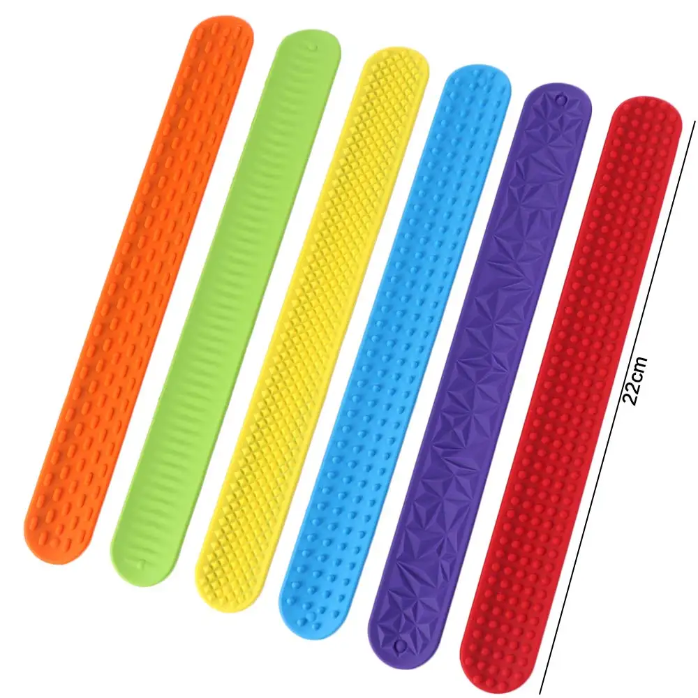 6pcs Hands Clap Circle Silicone Slap Bracelets Surface Wearable Design Sensory Textured Wristbands Colorful Patted Bracelets