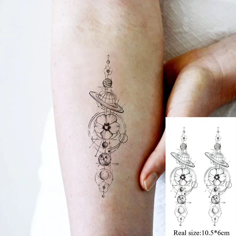 Tattoo Sticker Body Art Black White Drawing Little Element forest moon star tree Water Transfer Temporary Fake tatto flash tatoo