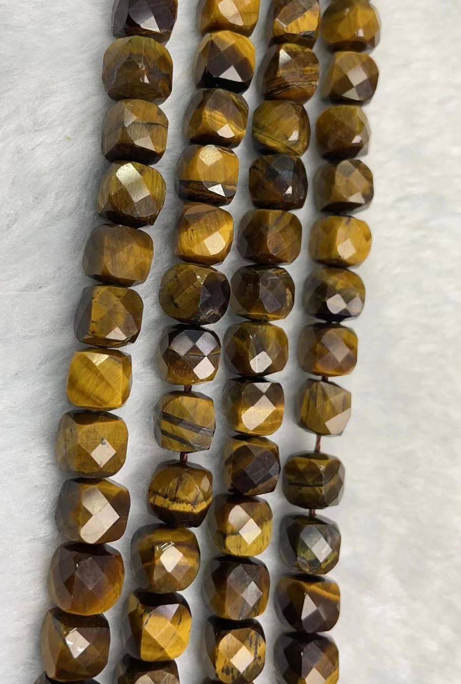 Wholesale Natural Tiger Eye 8x8mm Square Cut Length:39cm