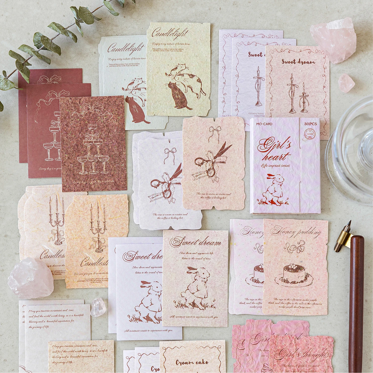 30pcs Light Retro Material Background Decoration  Sticker DIY Scrapbook Writing Paper Office School Stationery Decor Junk Journa