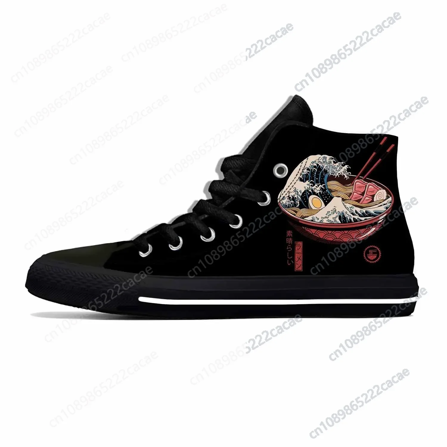 Japanese Anime Cartoon Great Ramen Wave Kanagawa Casual Cloth Shoes High Top Lightweight Breathable 3D Print Men Women Sneakers