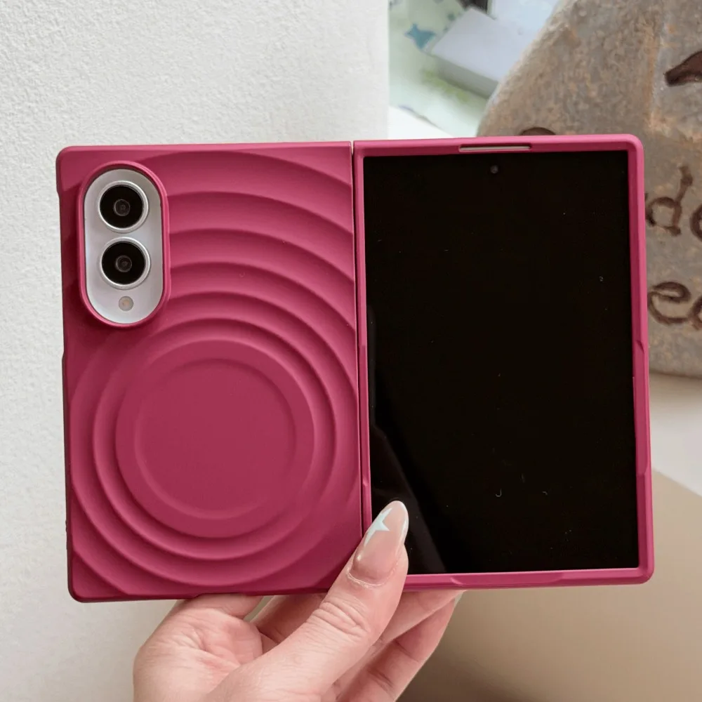 Ripple Pattern Liquid Silicone PC Magnetic Case for Samsung Galaxy Z Fold 8 for MagSafe Wireless Charging Matte Protective Cover