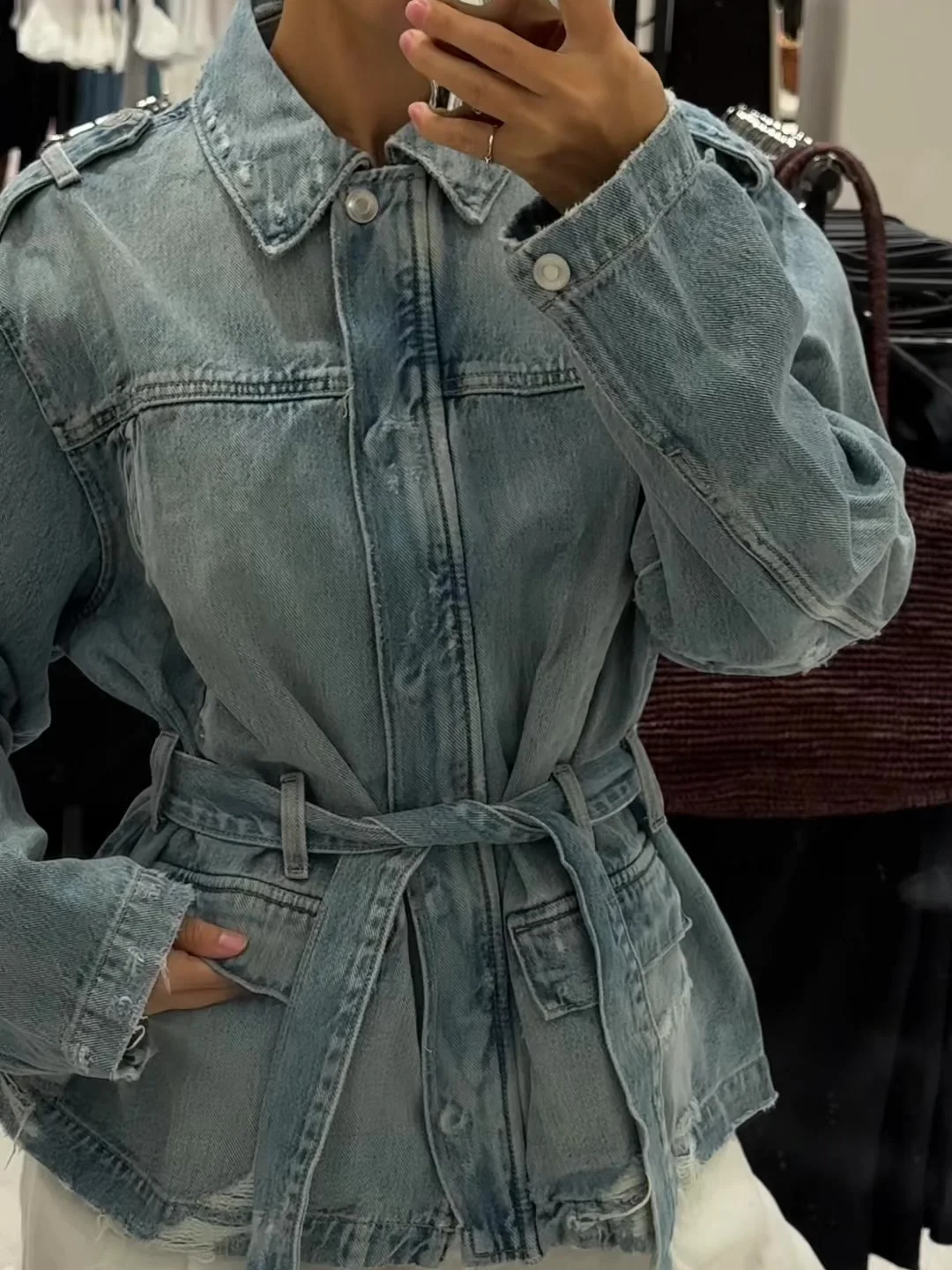 

Casual Zipper Jacket Fashion With Belt Women's Jacket Daily Style Pocket Decoration Long Sleeve Coat 2025 New Streetwear