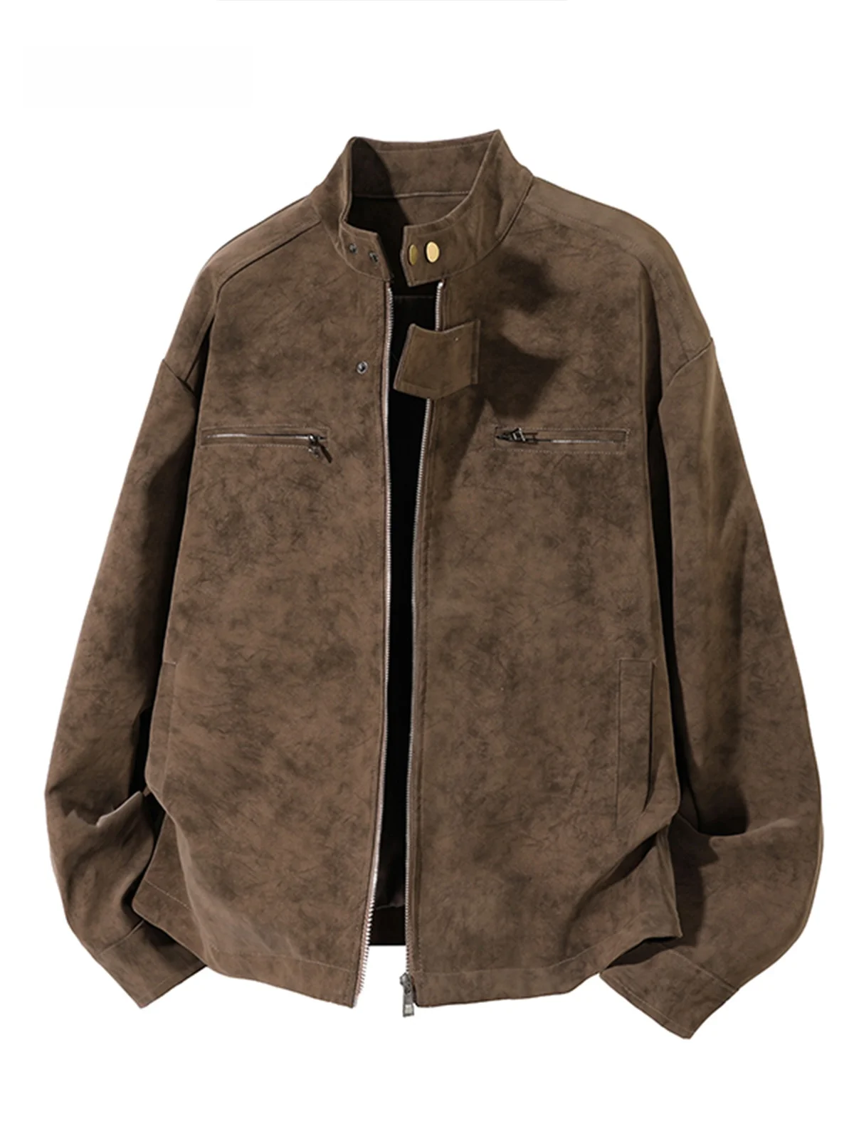 

Американская мотоциклетная рабочая одежда с принтом тай-дай, хлопковое мужское свободное кожаное пальто, бейсбольное пальто для пар с воротником-стойкой