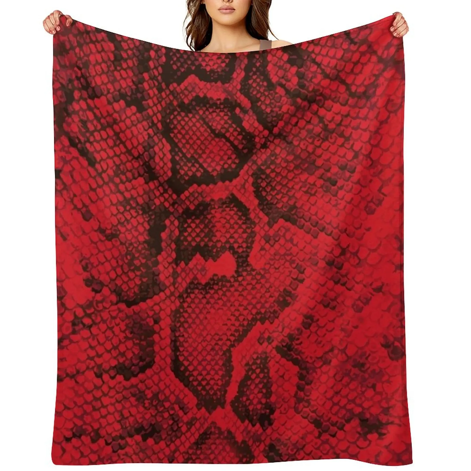

Red Snakeskin Throw Blanket decorative Custom Luxury Thicken Luxury Throw Blankets