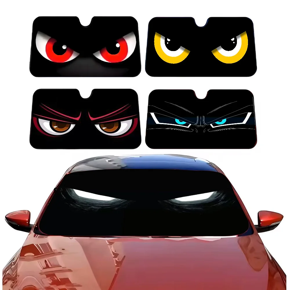 Cartoon angry eyes Car SunShade Windshield Anti-UV Protection Front Sun Shade Cooling Protector for Vehicle Interior